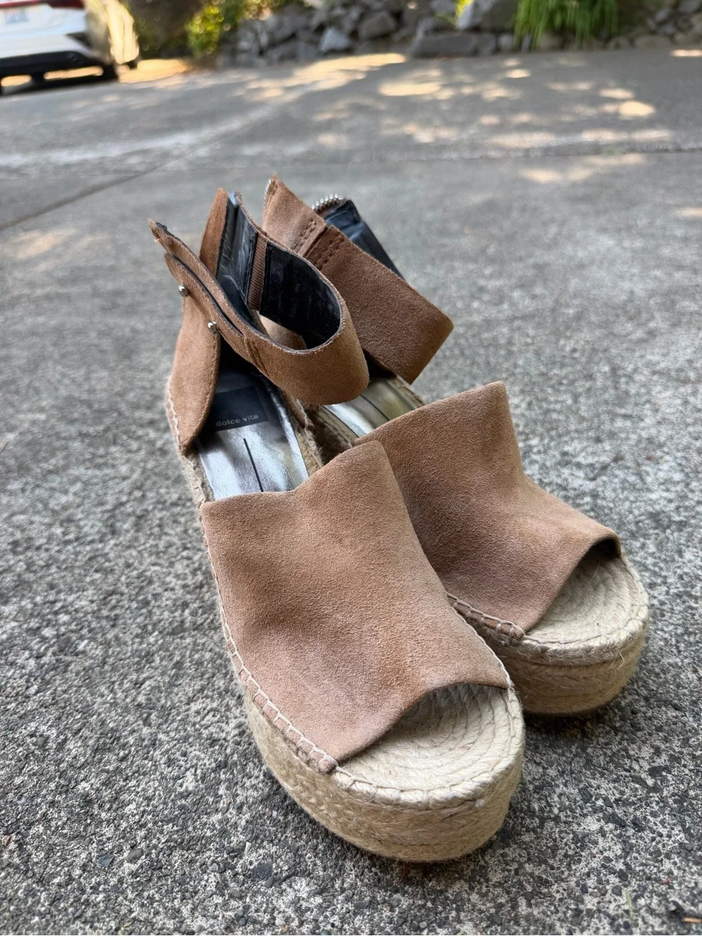 Dolce Vita Tan Suede Espadrille Wedge Sandals